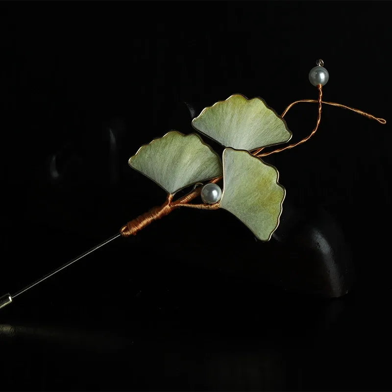 Luxury Brooch/ Green Ginkgo
