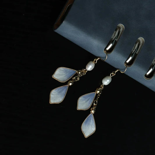 Artisanal Dangle Earrings|White Silk