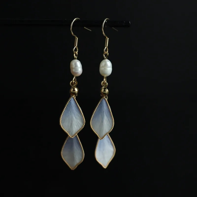 Artisanal Dangle Earrings|White Silk