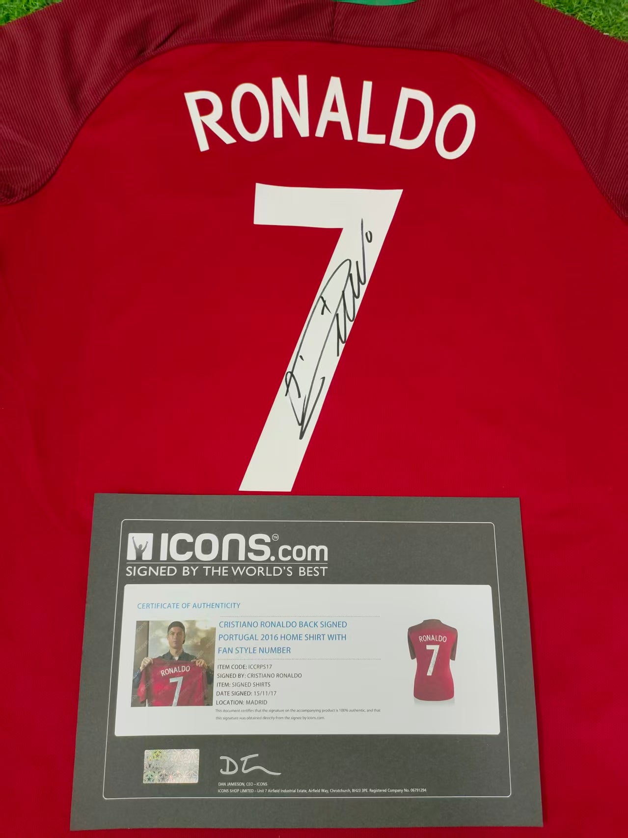 Cristiano Ronaldo Portuguese national 2016 Season Euro Autograph Jersey lcons coa
