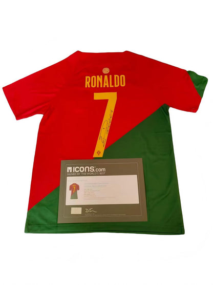 Cristiano Ronaldo Portugal Nacional 2022 Copa Mundial de Qatar Camiseta Autografiada Icons coa