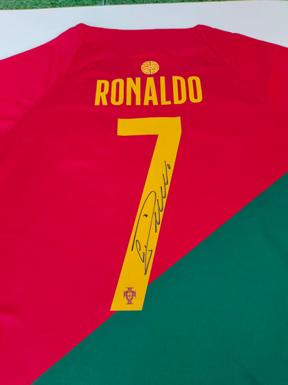 Cristiano Ronaldo Portugal Nacional 2022 Copa Mundial de Qatar Camiseta Autografiada Icons coa