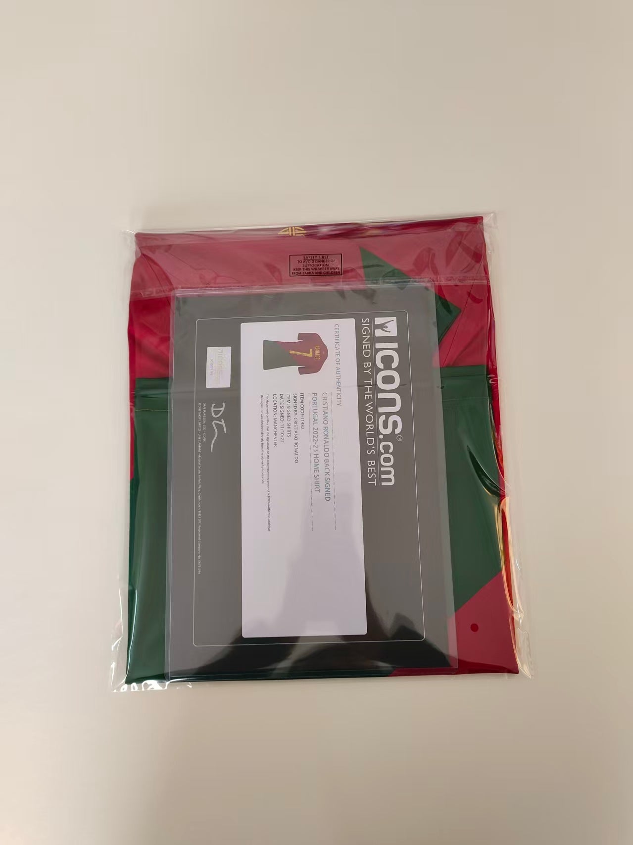Cristiano Ronaldo Portugal Nacional 2022 Copa Mundial de Qatar Camiseta Autografiada Icons coa