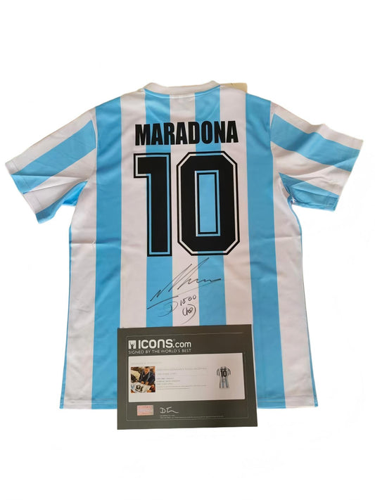 Maradona Argentina Temporada 1986 Camisa Autografada Casa Icons coa