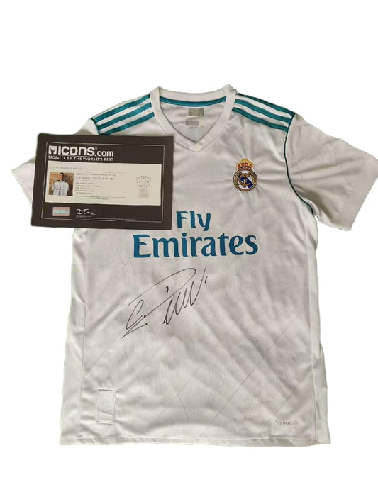 Camisa autografada em casa do Real Madrid 17/18 de Cristiano Ronaldo Icons coa