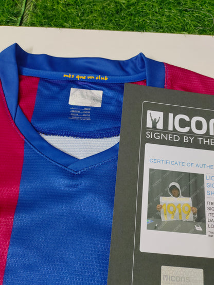Messi and Yamal Dual Autographs Hand-Signed Jersey ICONS Authenticated