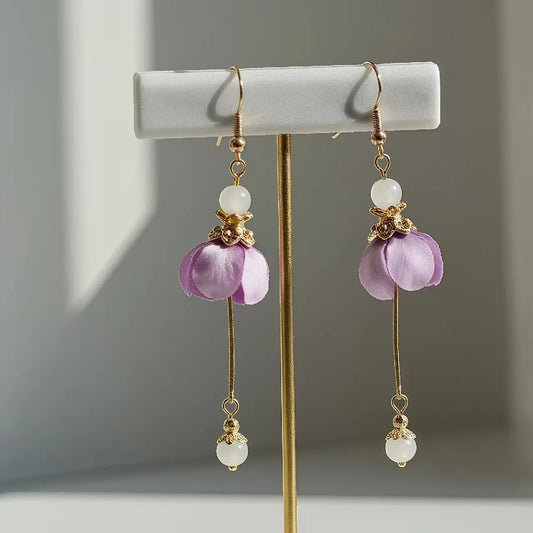 Vintage Earrings|Purple Aster