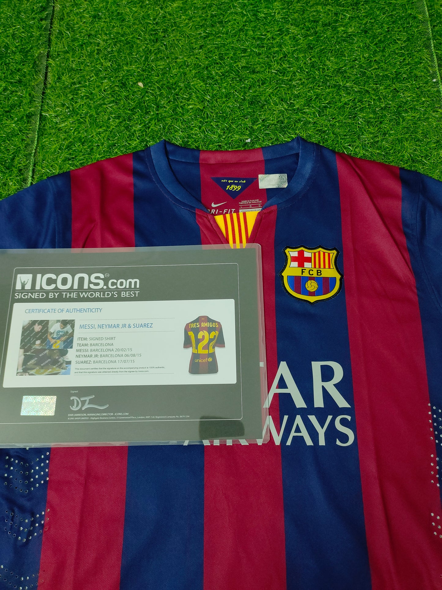 Official Authentication: Autographed by Lionel Messi and Luis Suárez