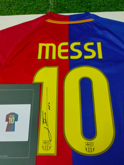 Camisa autografada do Barcelona 08/09 de Messi Icons coa