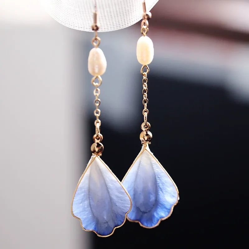 Handmade Earrings|Blue Silk