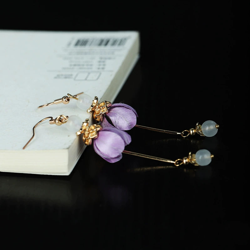Vintage Earrings|Purple Aster