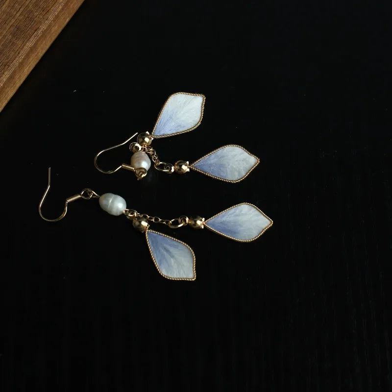 Artisanal Dangle Earrings|White Silk
