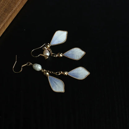 Artisanal Dangle Earrings|White Silk