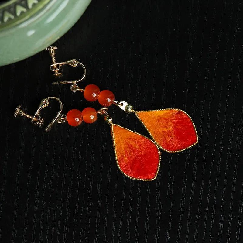 Luxury Dangle Earrings|Scarlet Silk