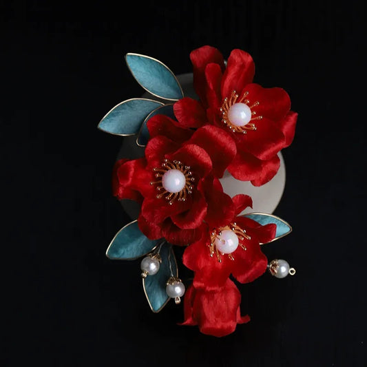 Handmade Hair Clip|Scarlet Peony