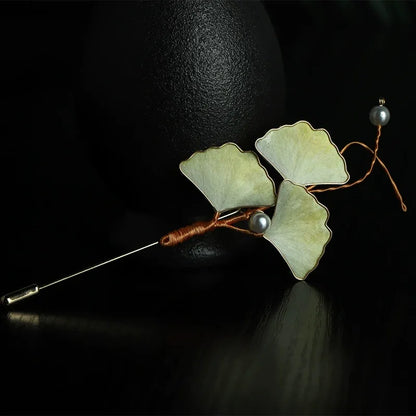 Luxury Brooch/ Green Ginkgo