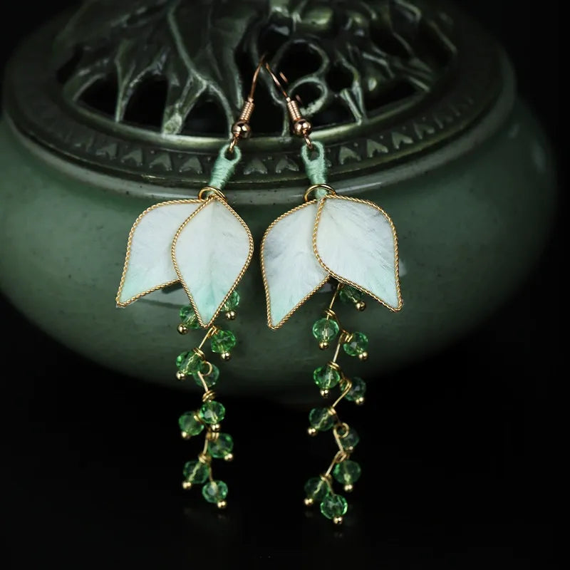 Artisanal Dangle Earrings| Emerald Curtain