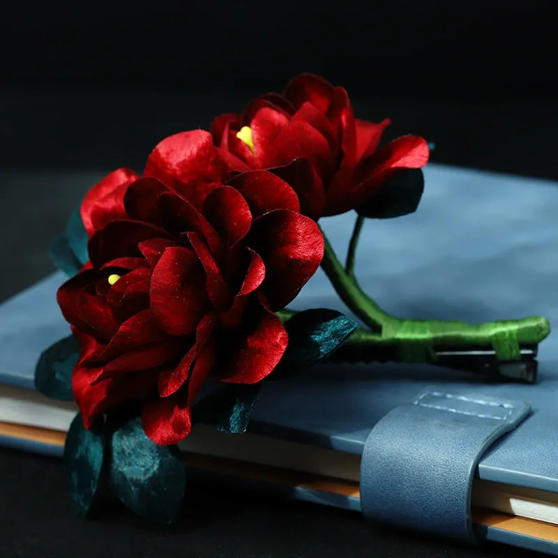 Handmade Hair Clip|Scarlet Peony