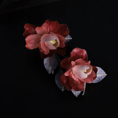 Artisanal Hairpin| Scarlet Epiphyllum