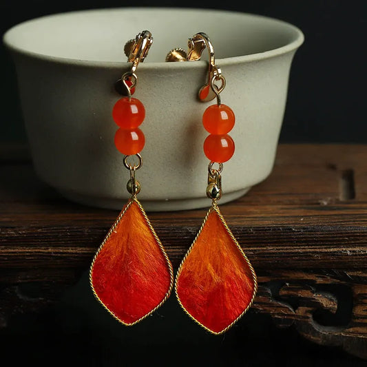 Dangle Earrings| Scarlet Feather