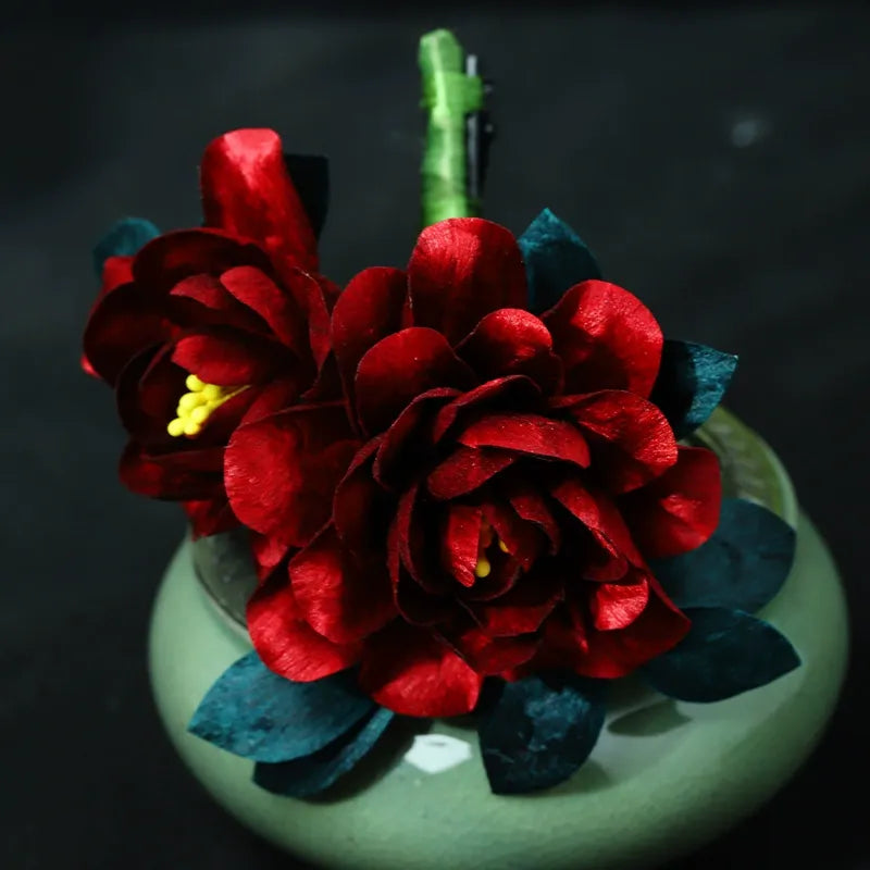 Handmade Hair Clip|Scarlet Peony