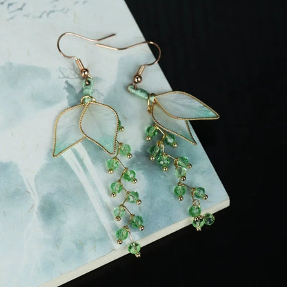 Artisanal Dangle Earrings| Emerald Curtain