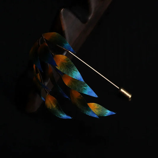 Vintage Brooch|Colorful Feather