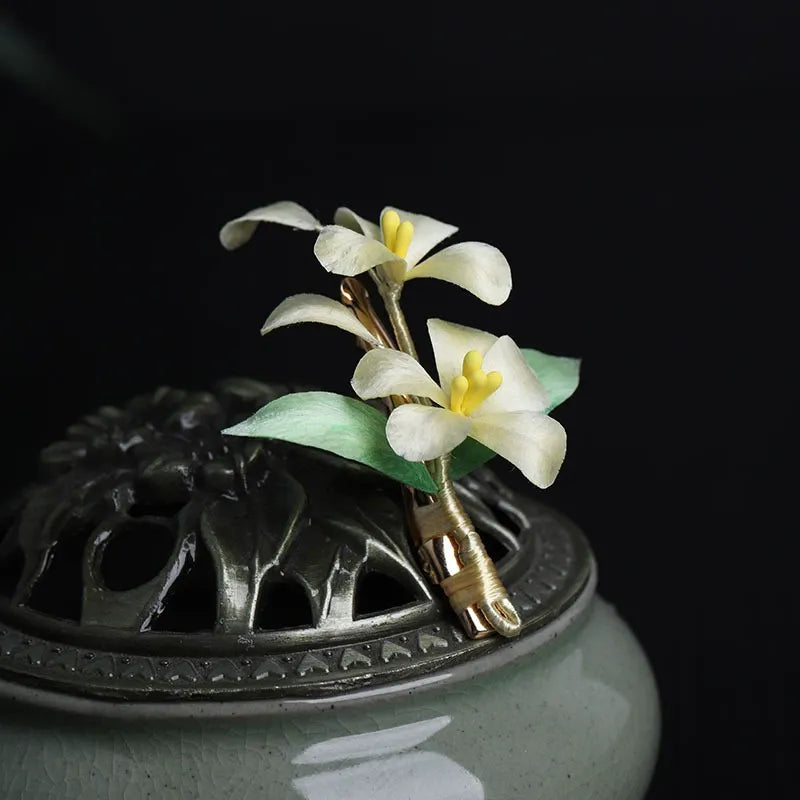 Artisanal Hairpin|White Gardenia