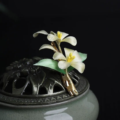 Artisanal Hairpin|White Gardenia