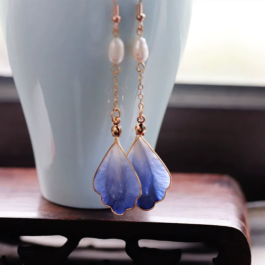Handmade Earrings|Blue Silk