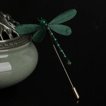 Minimalist Brooch|Emerald Dragonfly