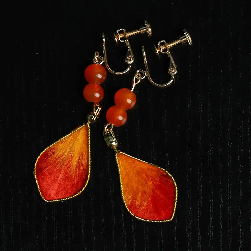 Dangle Earrings| Scarlet Feather