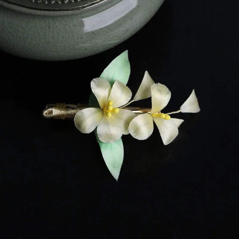 Artisanal Hairpin|White Gardenia