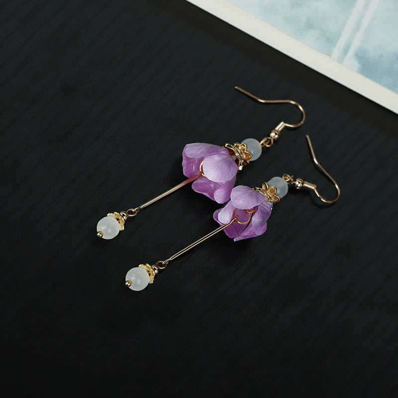 Vintage Earrings|Purple Aster