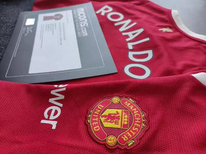 Camisa autografada do Manchester United de Cristiano Ronaldo da temporada 21/22 Icons coa