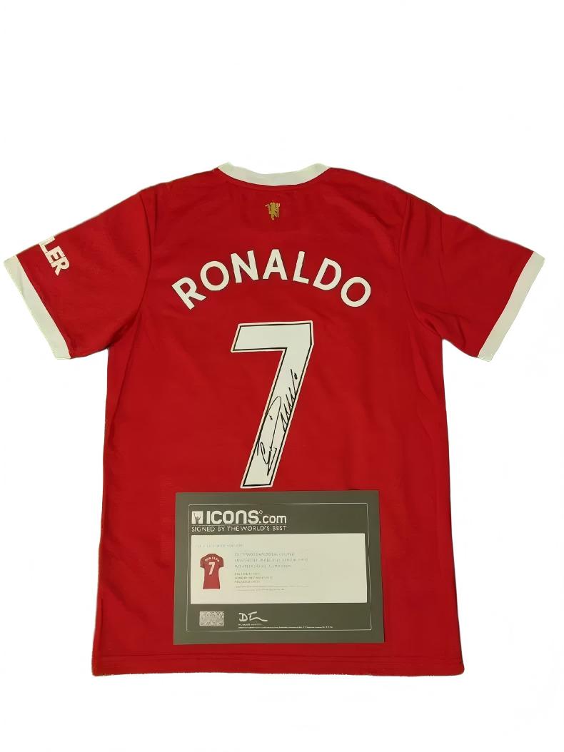 Camisa autografada do Manchester United de Cristiano Ronaldo da temporada 21/22 Icons coa