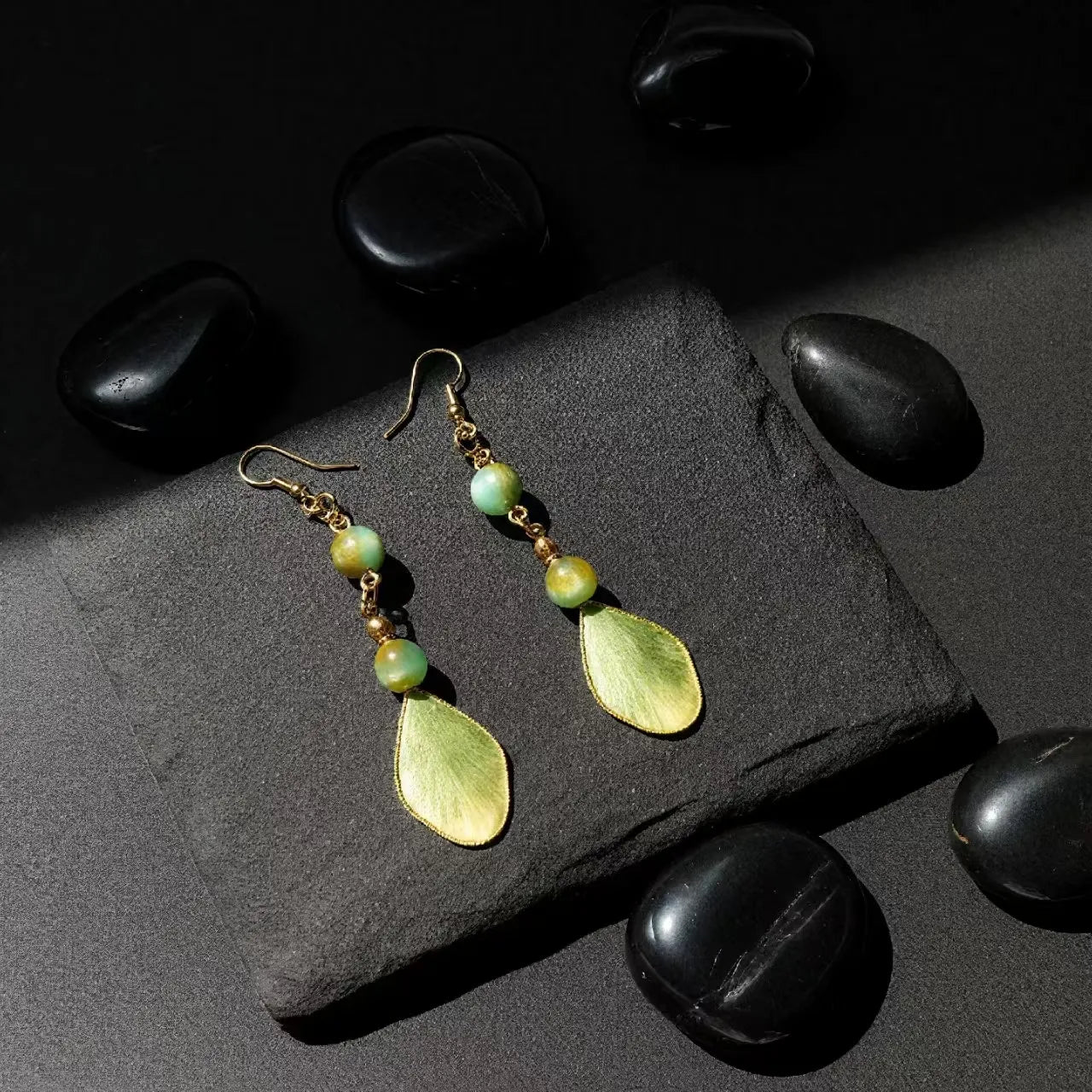 Artisanal Dangle Earrings | Emerald Drape